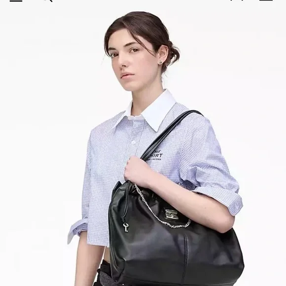 Marc Jacobs The Cristina Tote Black Leather Shoulder Bag with Chain Detail - Picture 6 of 6